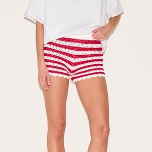 Poof New York Red and White Striped Women Shorts
